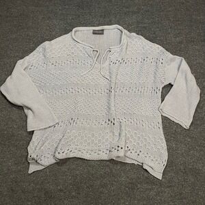 Wooden Ships Paola Buendia Crochet Knit Sweater Open Weave Icy Blue Women's S/M